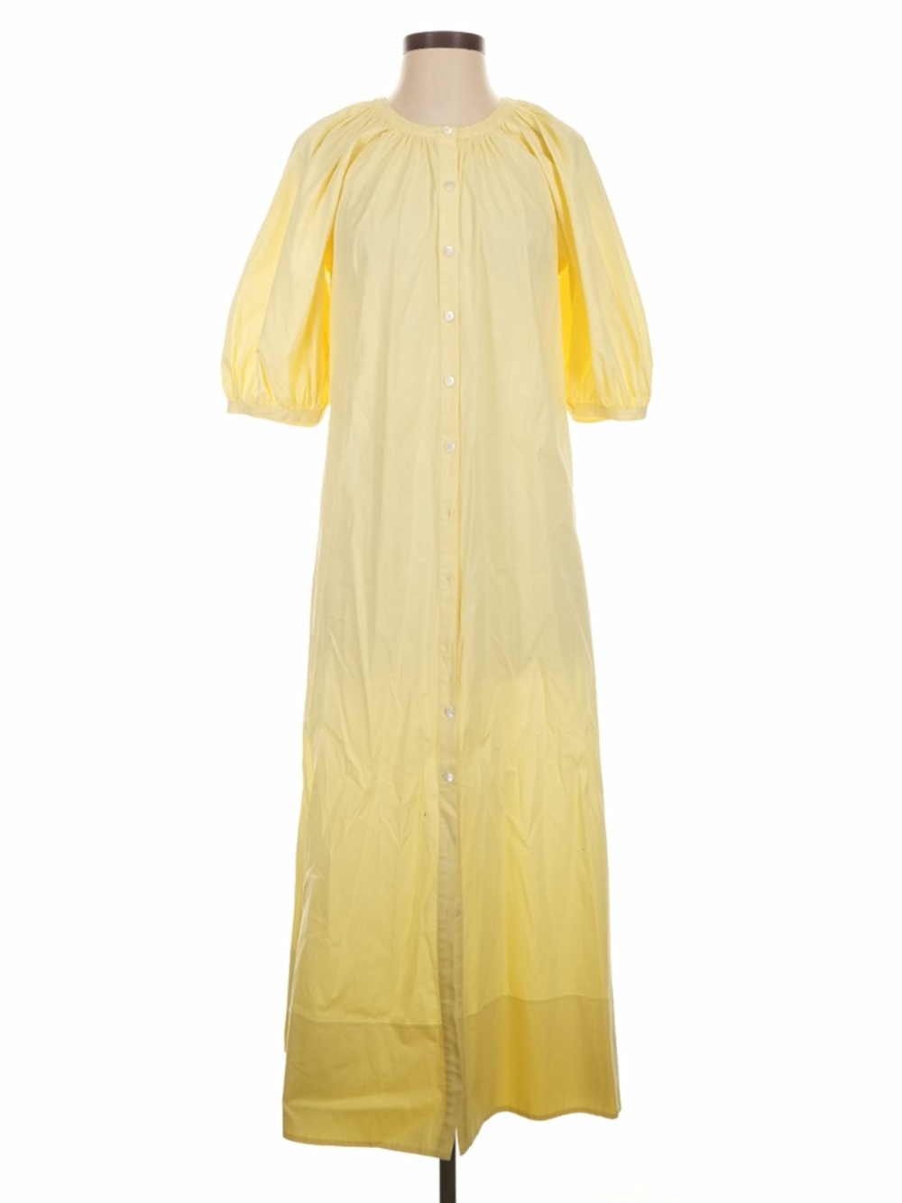 STAUD Pale Yellow Button-Front Maxi Dress
